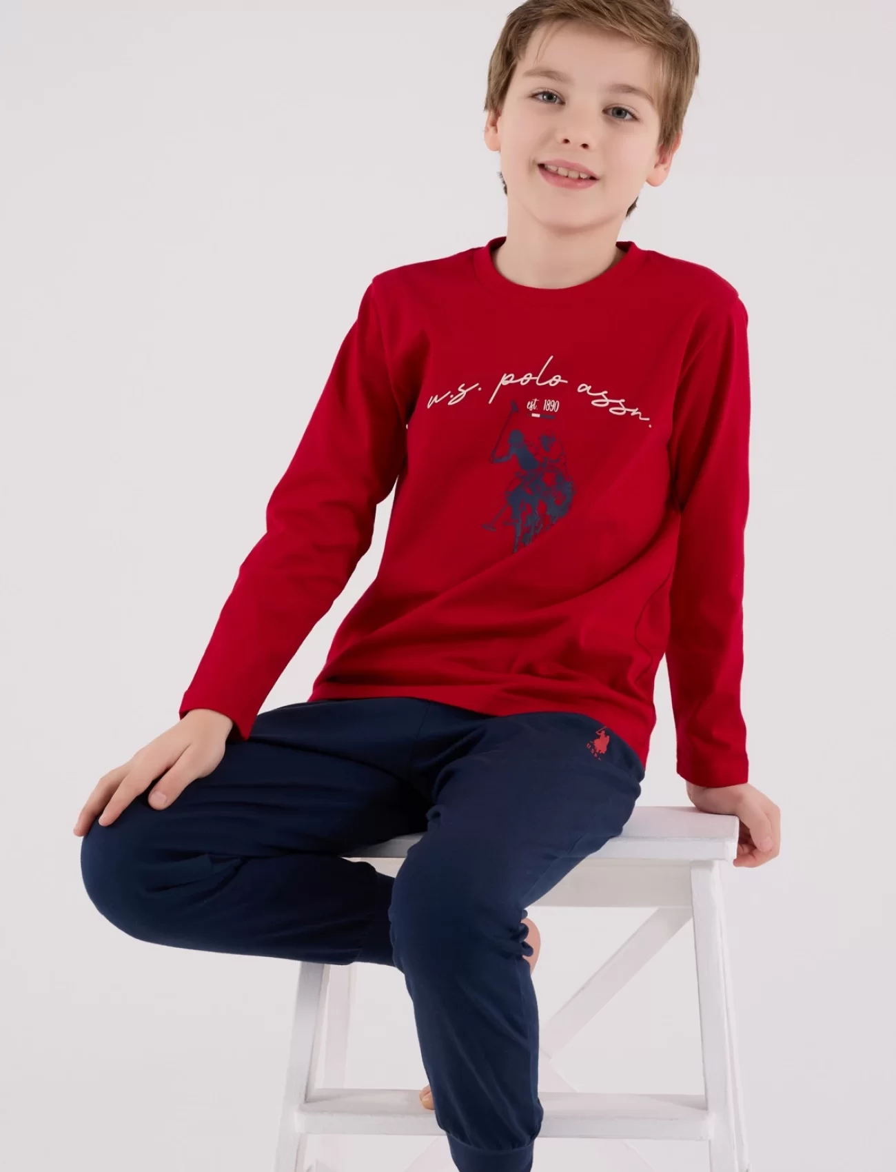U.s. Polo Assn Uzun Kol Pijama Takım Us2233-4 Kırmızı