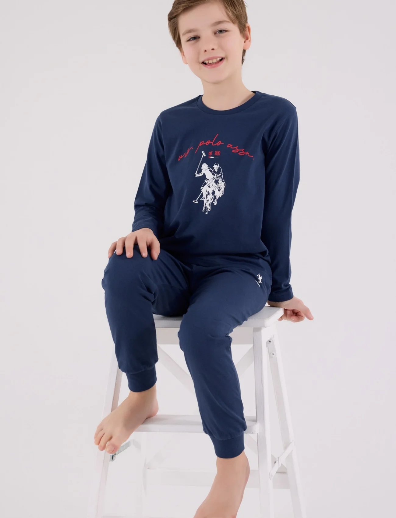 U.s. Polo Assn Uzun Kol Pijama Takım Us2233-4 Koyu İndigo