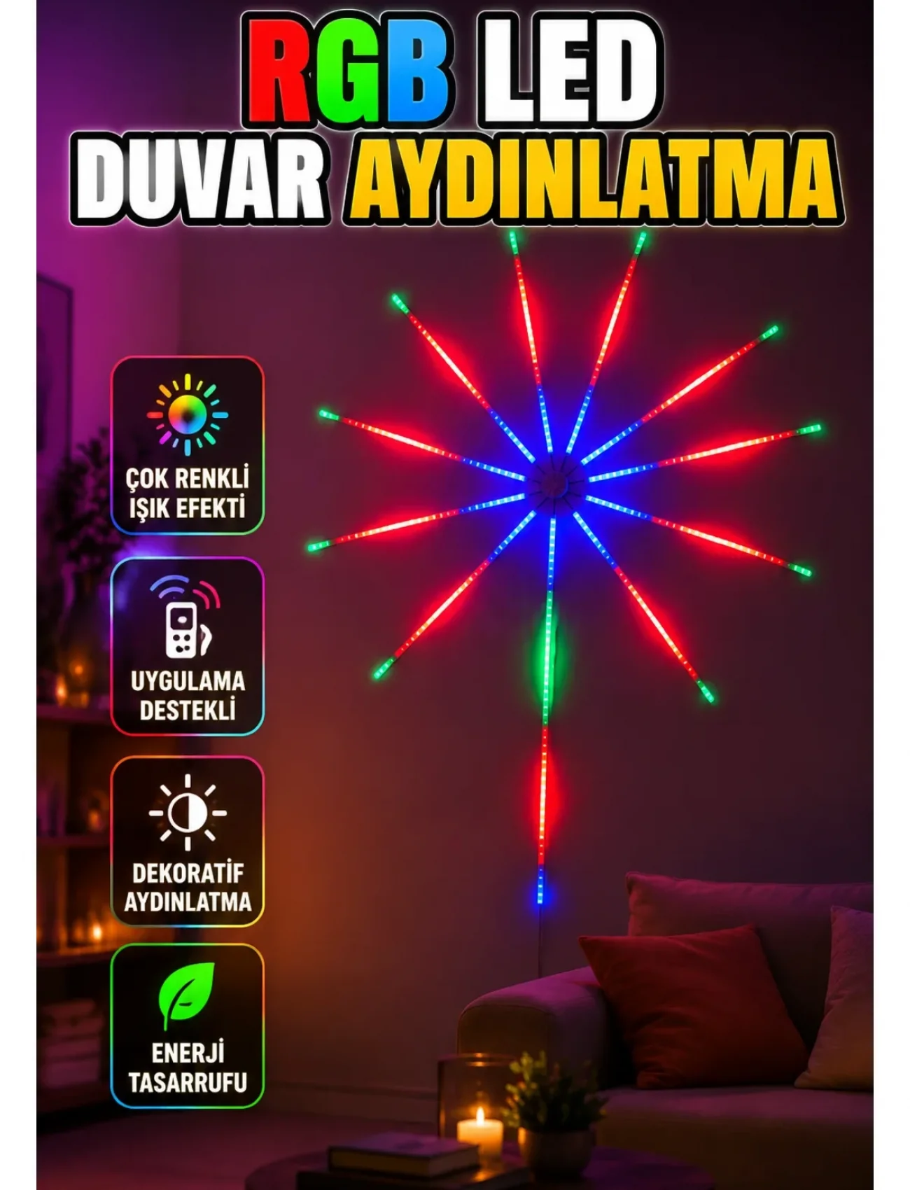 Uygulama Destekli RGB LED Duvar Aydınlatması Yeni Nesil