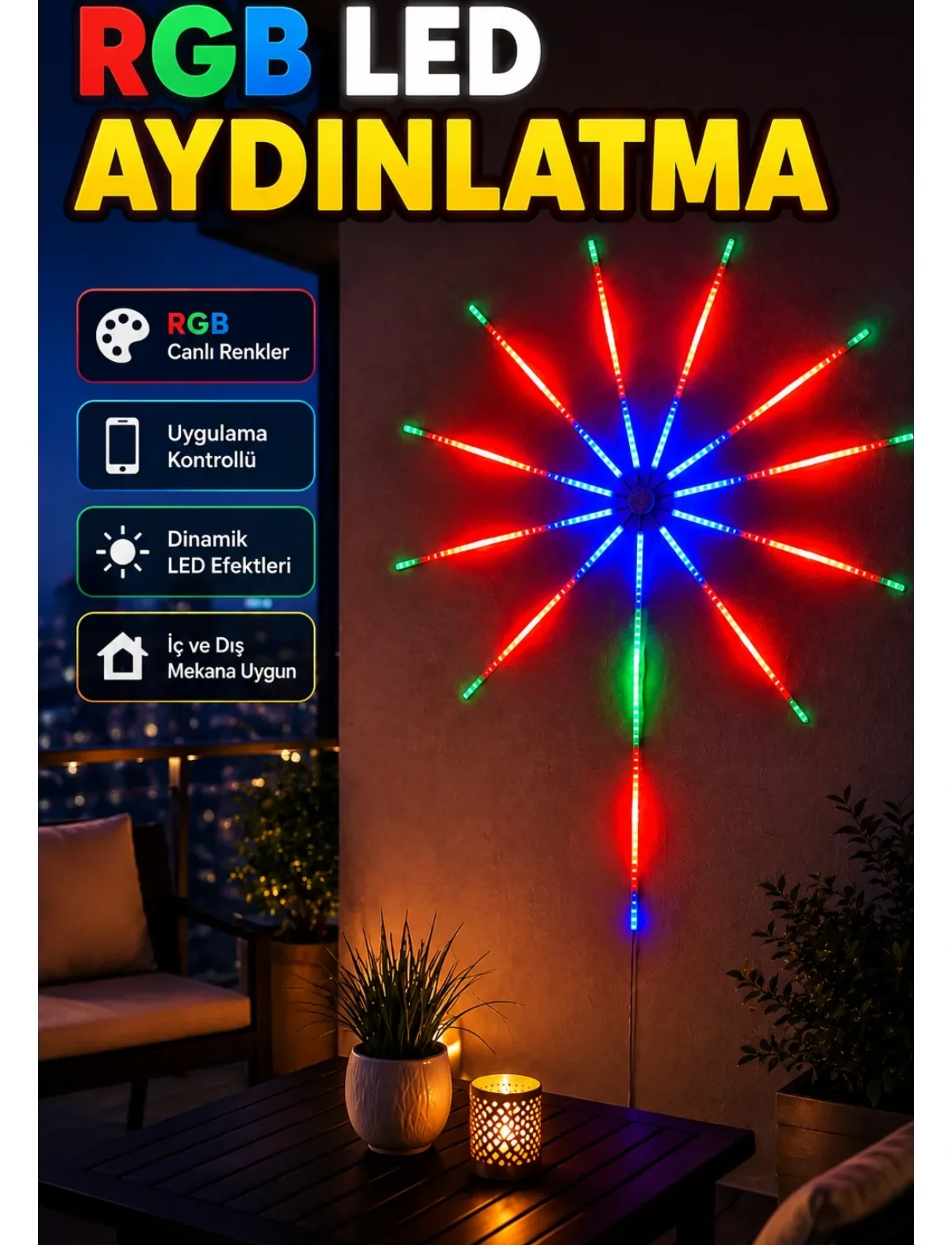 Uygulama Destekli RGB LED  Duvar Aydınlatması Yeni Nesil