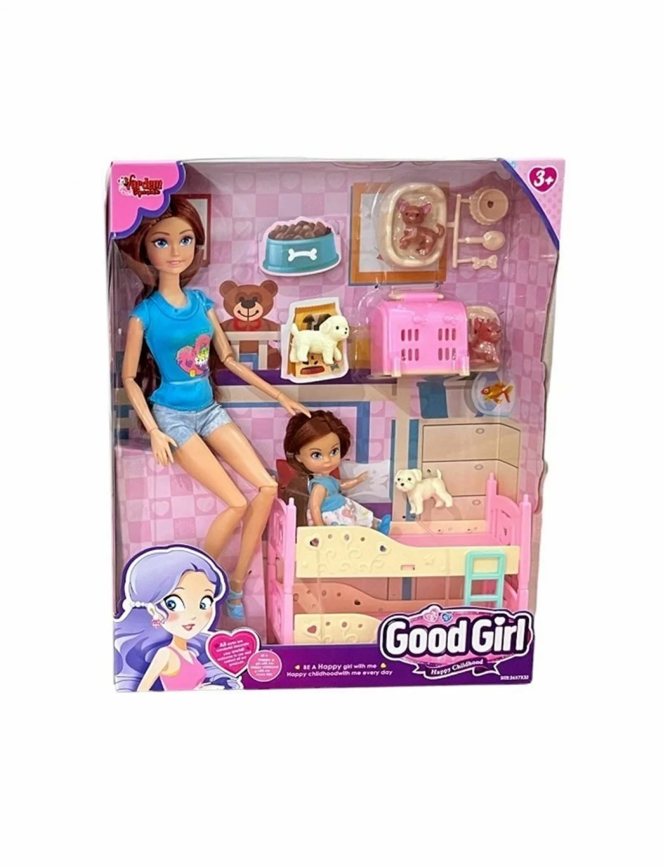 WG-C115112 Kutulu 29cm Aksesuarlı Ranzalı Bebek - Vardem Oyuncak