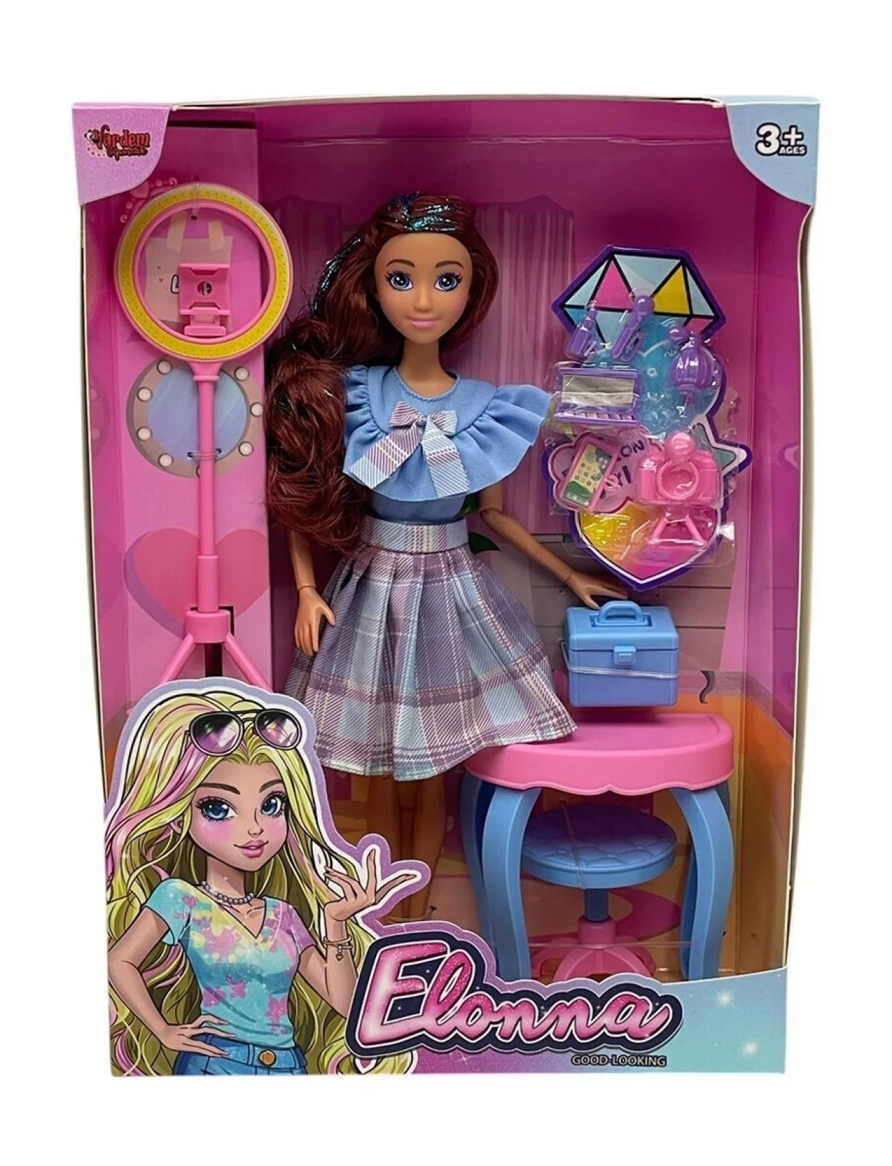 WG66956 -Vardem Kutulu Güzellik Masalı Çantalı Bebek Set 11,5 inç