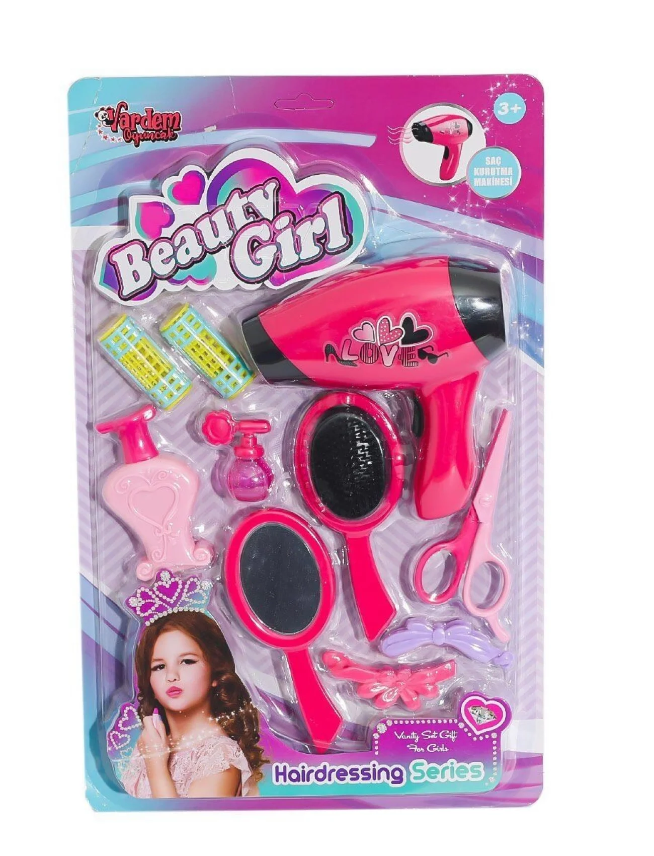 YD-3615-3 Kartela Saç Kurutmalı Güzellik Seti -Vardem Oyuncak
