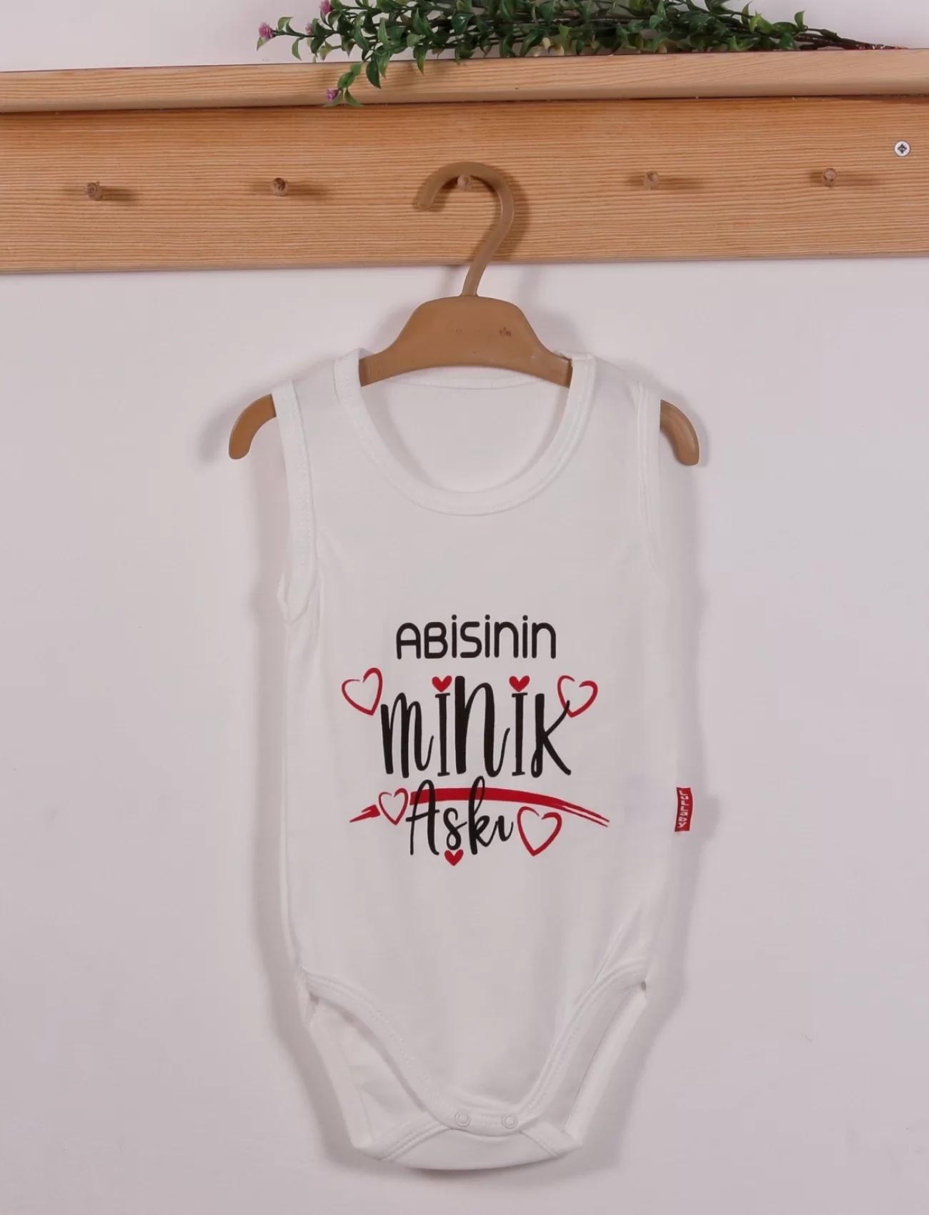 Yeni Doğan 3-12 Ay Abisinin Minik Aşkı Askılı Body Beyaz