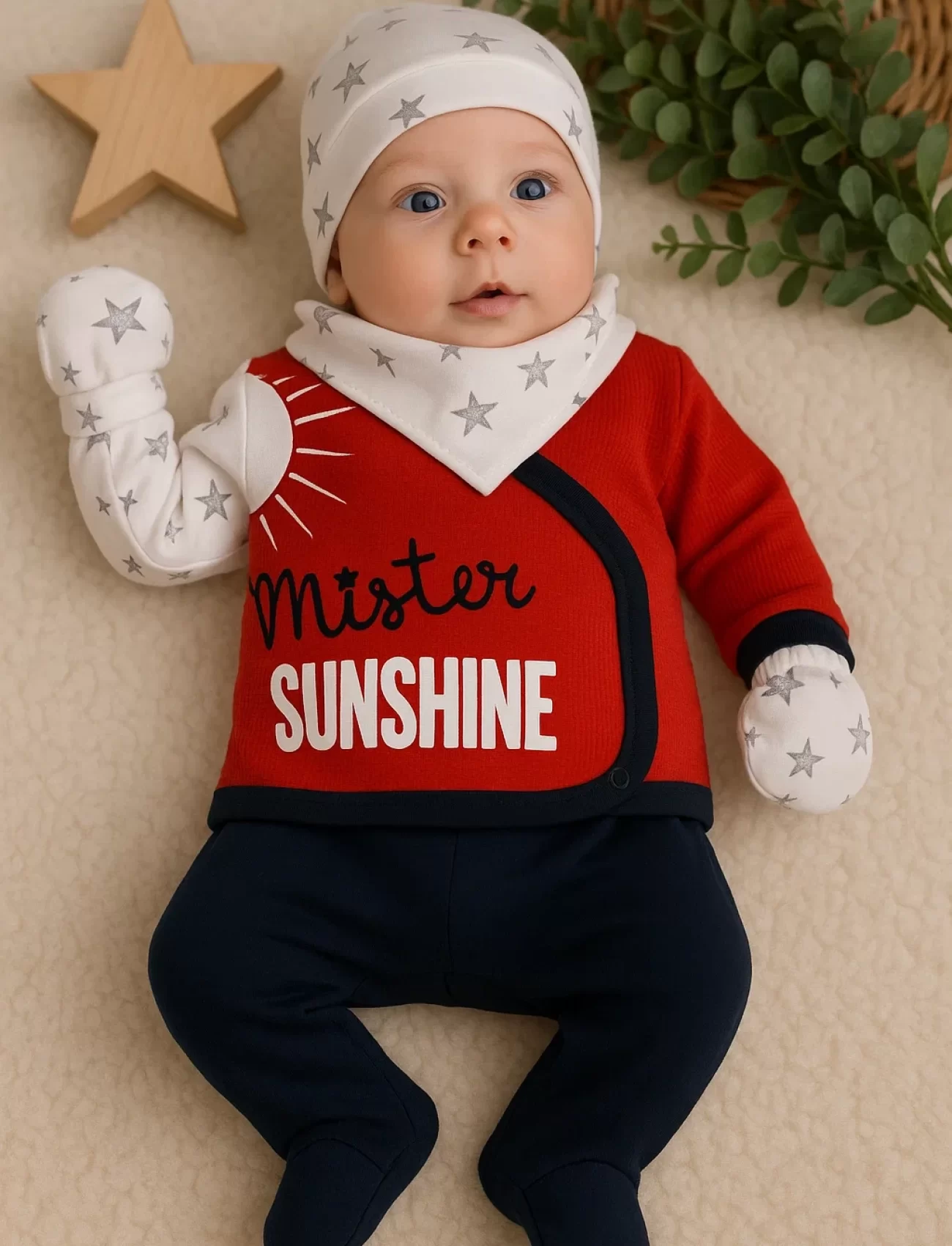 Yeni Doğan Sun Shine 5li Erkek Bebek Hastane Çıkışı Kırmızı