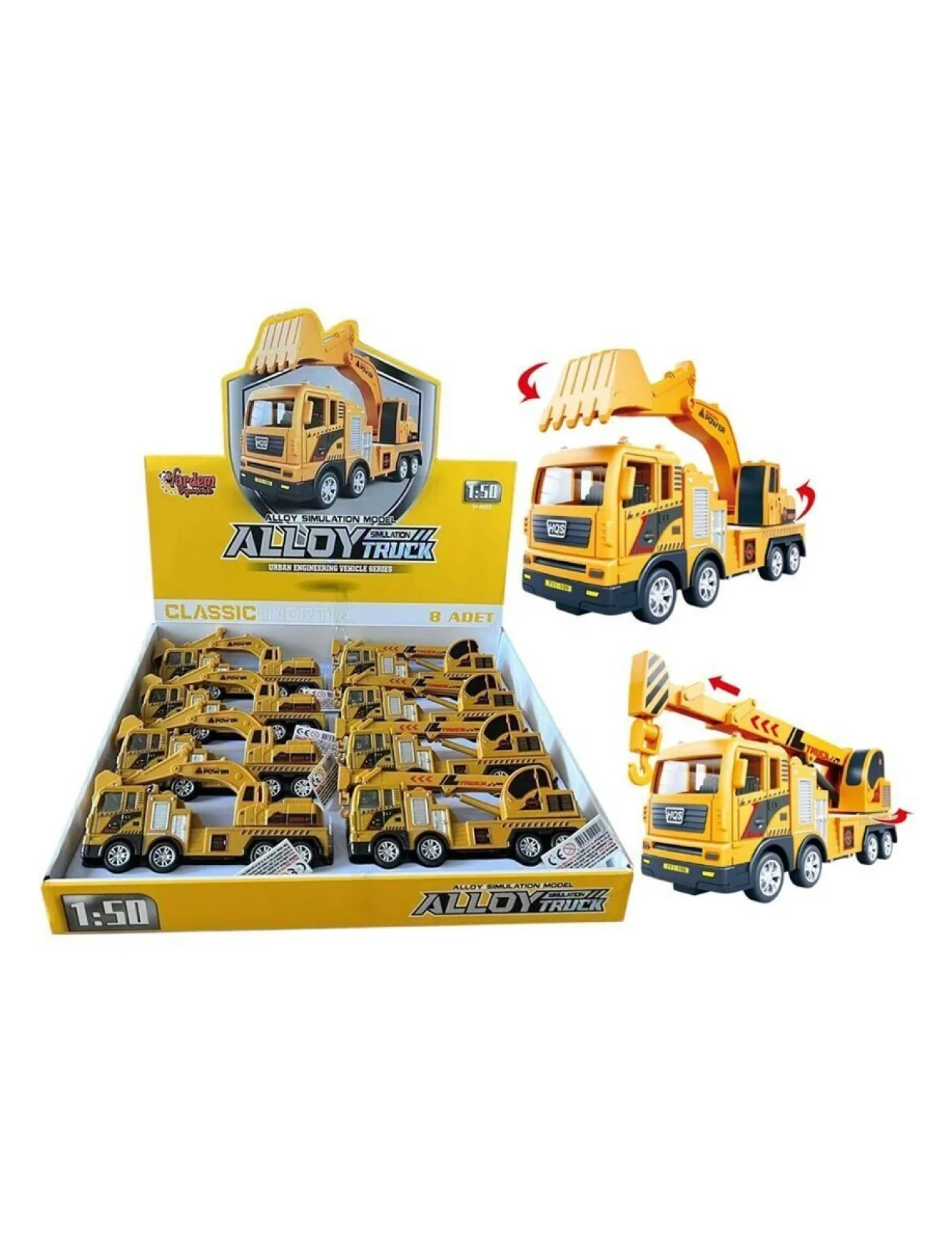 YH-711-54A SÜRTMELİ METAL 1:50 SARI VİNÇ VE