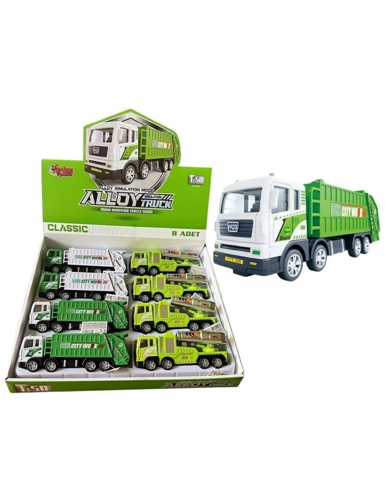 YH-711-57A SÜRTMELİ METAL 1:50 ÇÖP KAMYONU