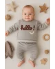 3-18 Ay Erkek Bebek Takımı Hello Nakışlı 2li Gri