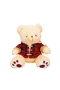 1510 Ekose Elbiseli Peluş Ayı 45 cm -Sunman