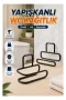 2 Adet Yapışkanlı WC Kağıtlık Siyah Metal Pratik Duvar Tipi Rulo Tutucu