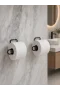 2’li Duvara Yapışkanlı Tuvalet Kağıtlığı Siyah Metal Pratik Rulo Tutucu