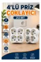 2’li Set Kablosuz 4’lü Priz Çoklayıcı Direkt Duvar Prizine Takılan Adaptör