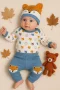 3-12 Ay Erkek Bebek Alt&Üst Takımı Little Fox 3lü Mavi