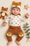 3-12 Ay Erkek Bebek Takımı Little Fox 3lü Kahverengi