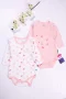 3-12 Ay Kalp Uzun Kol 2li Kız Bebek Body Seti Somon