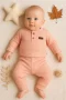 3-18 Ay Çizgili Kumaş 2li Unisex Takımı Pembe