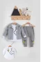 3-18 Ay Kız Bebek Takımı Peluş Hırkalı 3 Lü Gri