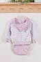 3-9 Ay Kız Bebek Alt&Üst Takımı Puan Kapişonlu 3lü Lila