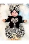 3-9 Ay Kız Bebek Tulum Leopar Fiyonklu Siyah