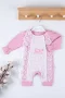 3-9 Ay Kız Bebek Tulumu Gofra Fransız Güpürlü Pembe
