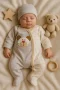 3 Ay Ayıcık Detay Tulumlu Erkek Bebek 5li Set Kahverengi