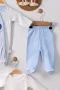 3 Ay Ayıcıklı Tulumlu Erkek Bebek 5li Set Mavi