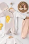 3 Ay Kelebek Nakışlı Tulum Erkek Bebek 5li Set Kahverengi