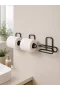 3’lü Yapışkanlı WC Kağıtlığı Siyah Rulo Tutucu Banyo ve Mutfak Kullanımı