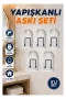5li Duvar Tipi Yapışkanlı Askı Pratik Ev ve Yaşam Alanı Askılık Seti