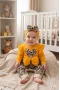 3-9 Ay Kız Bebek Tulum Leopar Fiyonklu Sarı