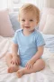 2-12 Yaş 3lü Mavi Bebek Çocuk Body %100 Pamuk Esnek Kalıp Kısa Kol Çıtçıtlı Zıbın