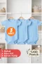 2-12 Yaş 3lü Mavi Bebek Çocuk Body %100 Pamuk Esnek Kalıp Kısa Kol Çıtçıtlı Zıbın