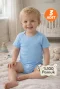 2-12 Yaş 3lü Mavi Bebek Çocuk Body %100 Pamuk Esnek Kalıp Kısa Kol Çıtçıtlı Zıbın