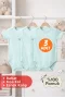 2-12 Yaş 3lü Yeşil Bebek Çocuk Body %100 Pamuk Esnek Kalıp Kısa Kol Çıtçıtlı Zıbın