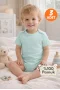2-12 Yaş 3lü Yeşil Bebek Çocuk Body %100 Pamuk Esnek Kalıp Kısa Kol Çıtçıtlı Zıbın