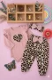 Leopar Desen Kalp Detaylı Fırfırlı 3lü Badili Kız Bebek Takımı(Bandanalı) | 3-6-9-12 Ay