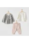 Andywawa Ac24128 Ballerina 3lü Bebe Takım Grey Ecru Pink