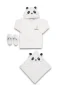 Bebitof Baby Panda Bebe Bornoz Seti 30037 Beyaz