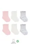 Bistyle Basic Penye Soket Çorap 6Lı BS10101B Pembe Ekru Gri