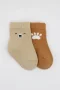 Bistyle Bear Penye Soket Çorap 2Li BS10116 Bej