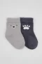 Bistyle Bear Penye Soket Çorap 2Li BS10116 Gri