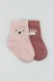 Bistyle Bear Penye Soket Çorap 2Li BS10116 Pembe