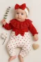 Dantel Yaka Kız Bebek Tulumu Kırmızı