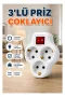 Duvar Tipi 3’lü Priz Çoklayıcı Kablosuz Anahtarlı Kompakt Priz Adaptörü