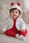 Kalp Desenli Kulaklı 3 Lü Kız Bebek Takımı