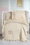 Kanz 4 Kat Hand Made Fırfırlı Müslin Örtü Seti Knz-020 Krem