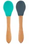 OiOi Bambu Saplı Silikon Mama Kaşığı 2li Aqua Green / Deep Blue