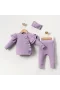 Orkide Büzgü Detaylı 3 Parça Kız Bebek Takımı %100 Pamuk