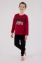 U.s. Polo Assn Uzun Kol Pijama Takım Us2203-4 Bordo