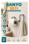 Vidasız Banyo Seti Yapışkanlı Tuvalet Kağıdı Tutucu ve Havlu Askısı 2’li Set